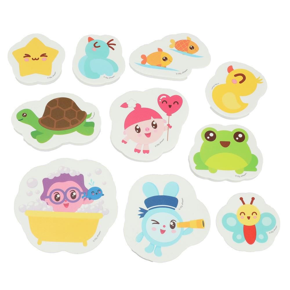 Игрушка пластизоль для ванны Малышарики набор стикеров EVA 10 шт, сетка КАПИТОШКА в кор.50наб