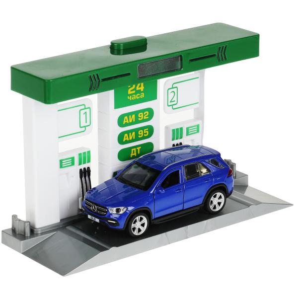 OILSTA-22PLGLE-GN342356 Игрушка пластик свет-звук АВТОЗАПРАВОЧНАЯ СТАНЦИЯ 21 см, С МАШИНКОЙ, кор. Те