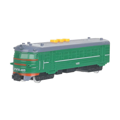 Модель пластик свет-звук ЭЛЕКТРИЧКА 20 см, 3 кнопки,зеленый с белым, кор. Технопарк в кор.48шт