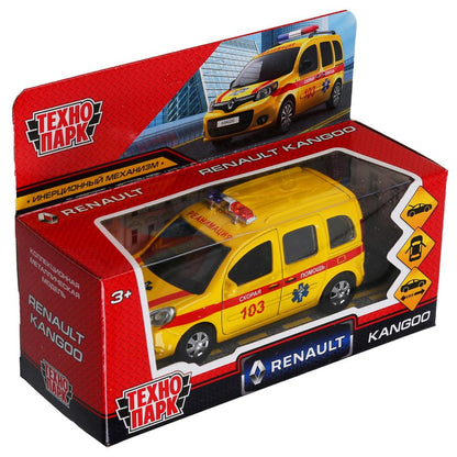 Technoparc. Modèle "Renault Kangoo Реанимация" métal 12 cm double, bagage, jaune, art.KANGOO-12AMB-YE