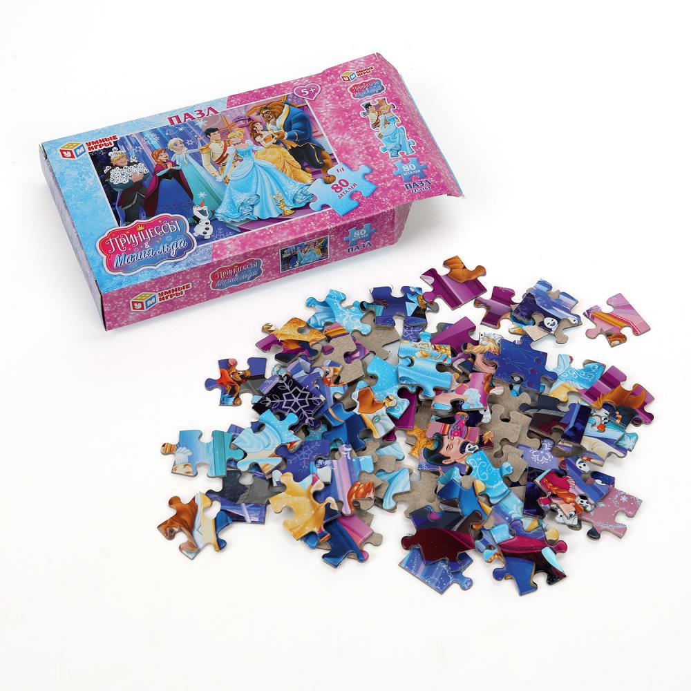 Магия льда и Принцессы. Пазлы в коробке 80 деталей. 130х90х25 мм. Умные игры в уп.16шт в кор.8уп