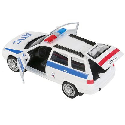 SB-16-67-P(W)-WB 298071 Машина металл LADA 111 ПОЛИЦИЯ, 12 см, дв., багаж., инерц., кор. Технопарк в