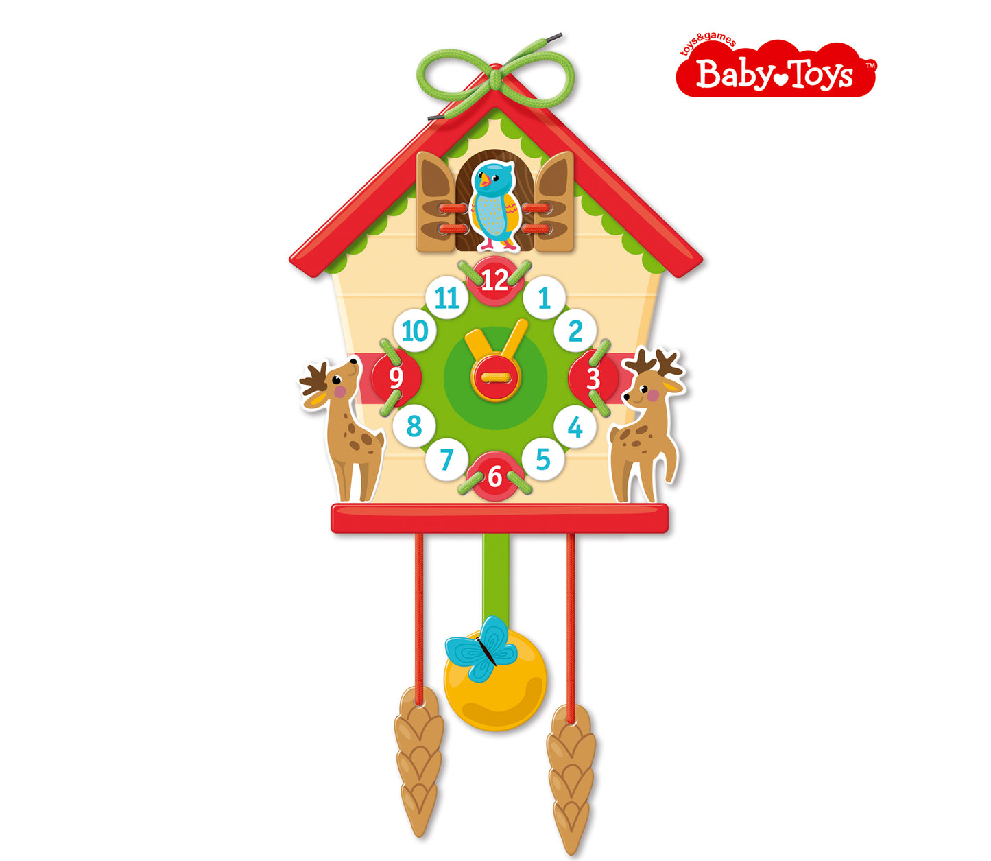 ШНУРОВКИ И ЛИПУЧКИ. "ЧАСЫ С КУКУШКОЙ" BABY TOYS в кор.14шт