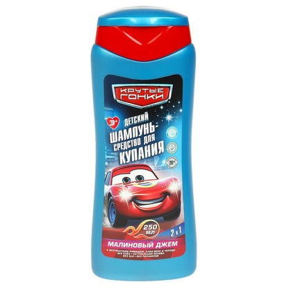 Детский шамп-средство для купые крутые ГОНКИ 2в1 с ромаш, алоэ Вера и чер, 250мл Заботливая мама в кор.6шт