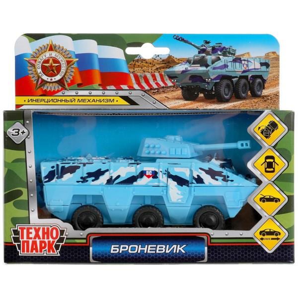 Машина металл БРОНЕВИК ВОЕННЫЙ, 15 см, двери, багаж., подв.дет, инерц., кор Технопарк в кор.2*24шт