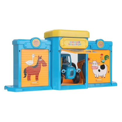 Игрушка пластик ворота+1 машинка, СИНИЙ ТРАКТОР,кор. ТЕХНОПАРК в кор.24шт