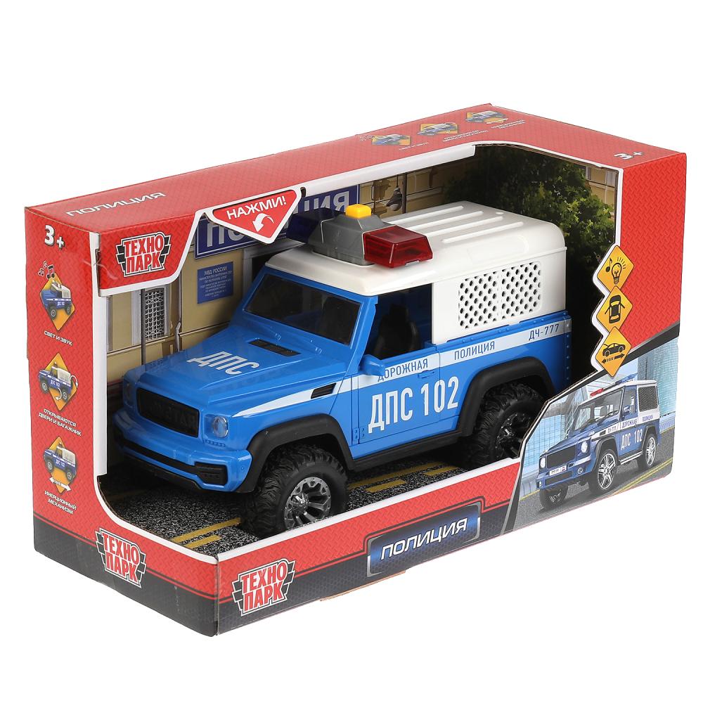 Машина пластик свет-звук ПОЛИЦИЯ 23 см, откр. двер. и баг., инерц, кор. Технопарк в кор.24шт