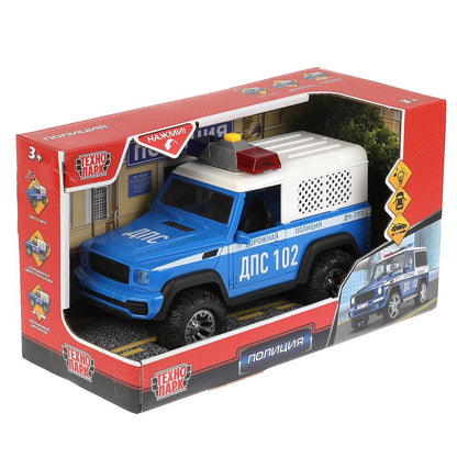 Машина пластик свет-звук ПОЛИЦИЯ 23 см, откр. двер. и баг., инерц, кор. Технопарк в кор.24шт