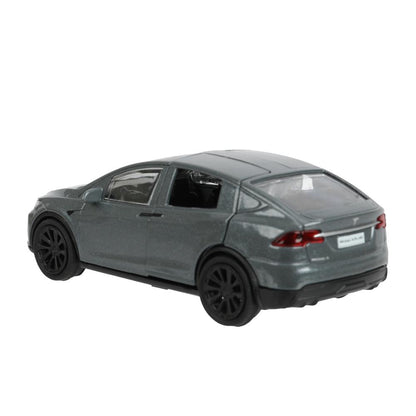 Машина металл tesla model x plaid 12 см, двери, серебр, кор. Технопарк в кор.2*36шт