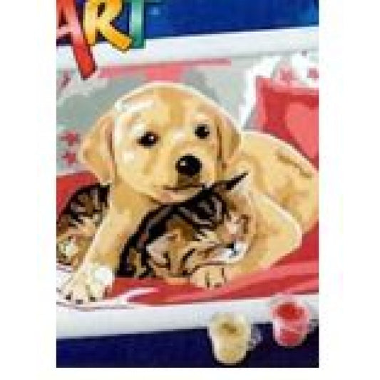 Раскраска по номерам 17х23 см котик и собачка МУЛЬТИ АРТ в кор.50шт