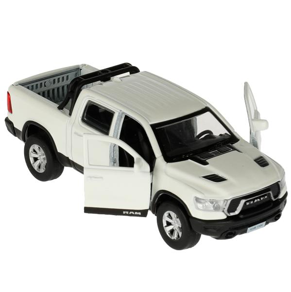 RAM1500-13-WH336807 Машина металл DODGE RAM 1500 REBEL 13 см, двери, багаж, инер, белый, кор. Техноп