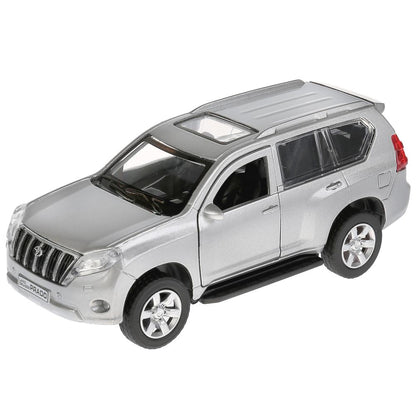 Machine en métal "TOYOTA PRADO" 12 cm, ouverte. двери, инерц, СЕРЕБРИСТЫЙ в кор. Parc technologique dans le cor.2*36шт