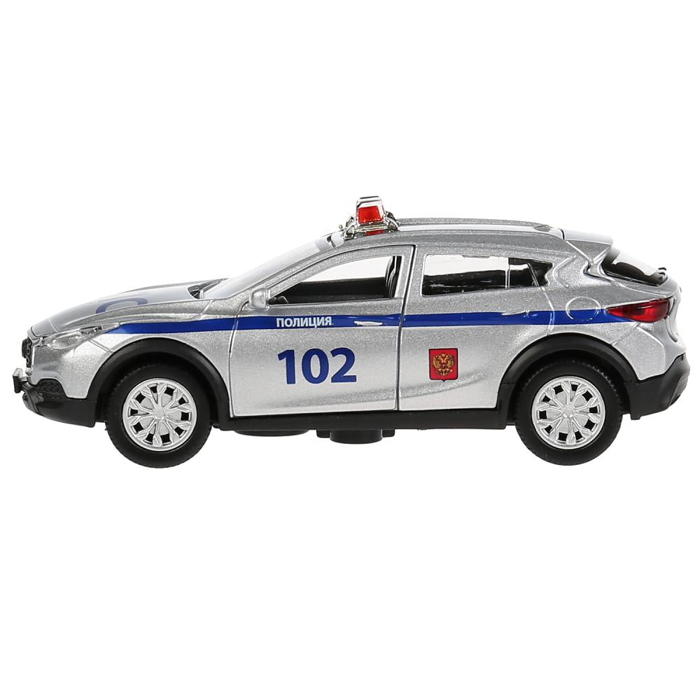 Машина металл свет-звук INFINITI QX30 ПОЛИЦИЯ 12 см, двери, баг, инерц, кор. Технопарк в кор.2*36шт