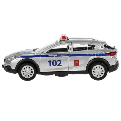 Машина металл свет-звук INFINITI QX30 ПОЛИЦИЯ 12 см, двери, баг, инерц, кор. Технопарк в кор.2*36шт