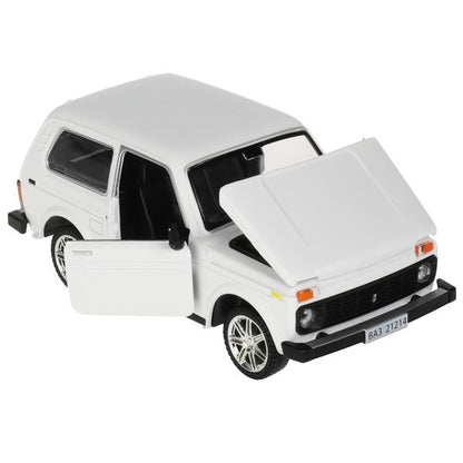 Машина металл свет-звук LADA 4х4, 17 см, дв., кап.,баг.,инер.,белая.,кор. Технопарк в кор.2*12шт