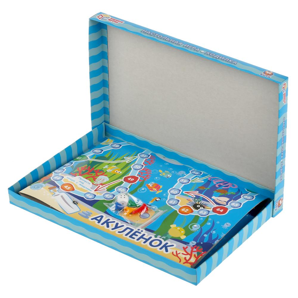 НАСТОЛЬНАЯ ИГРА-ХОДИЛКА "УМНЫЕ ИГРЫ" АКУЛЕНОК в кор.20шт