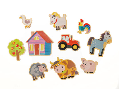 ИГРА РАЗВИВАЮЩАЯ ДЕРЕВЯННАЯ "ФЕРМА" (30Х21СМ) в кор.15шт
