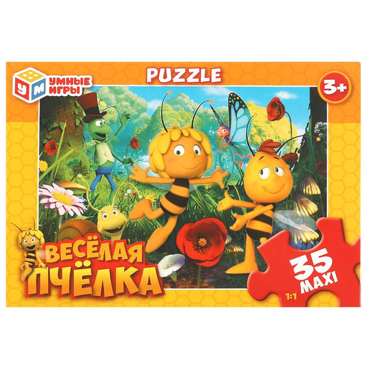 Веселая пчелка. Макси-пазлы в коробке. Пазл 35 деталей. 180х127х35 мм. Умные игры в кор.24шт