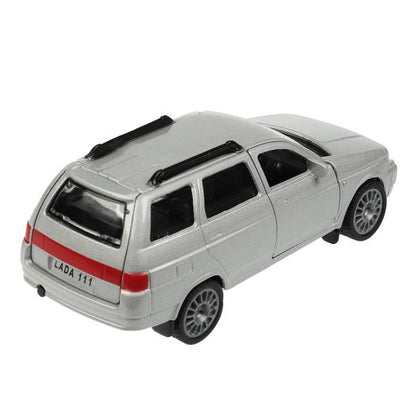 Машина металл LADA 111, 12 см, инерц., двери, багаж., инерц., сереб., кор. Технопарк в кор.2*24шт
