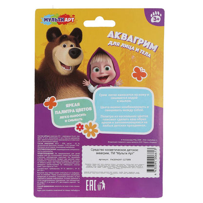 Аквагрим карандаши 6 цветов классика Маша и Медведь маша и медведь МУЛЬТИ АРТ в кор.48шт