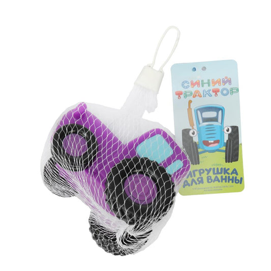 Игрушка пластизоль для ванны СИНИЙ ТРАКТОР 10 см, 1шт, сетка фиолетовая КАПИТОШКА в кор.50шт