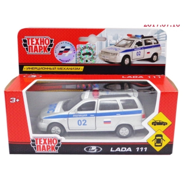 Машина металл LADA 111 ПОЛИЦИЯ, 12 см, дв., багаж., инерц., кор. Технопарк