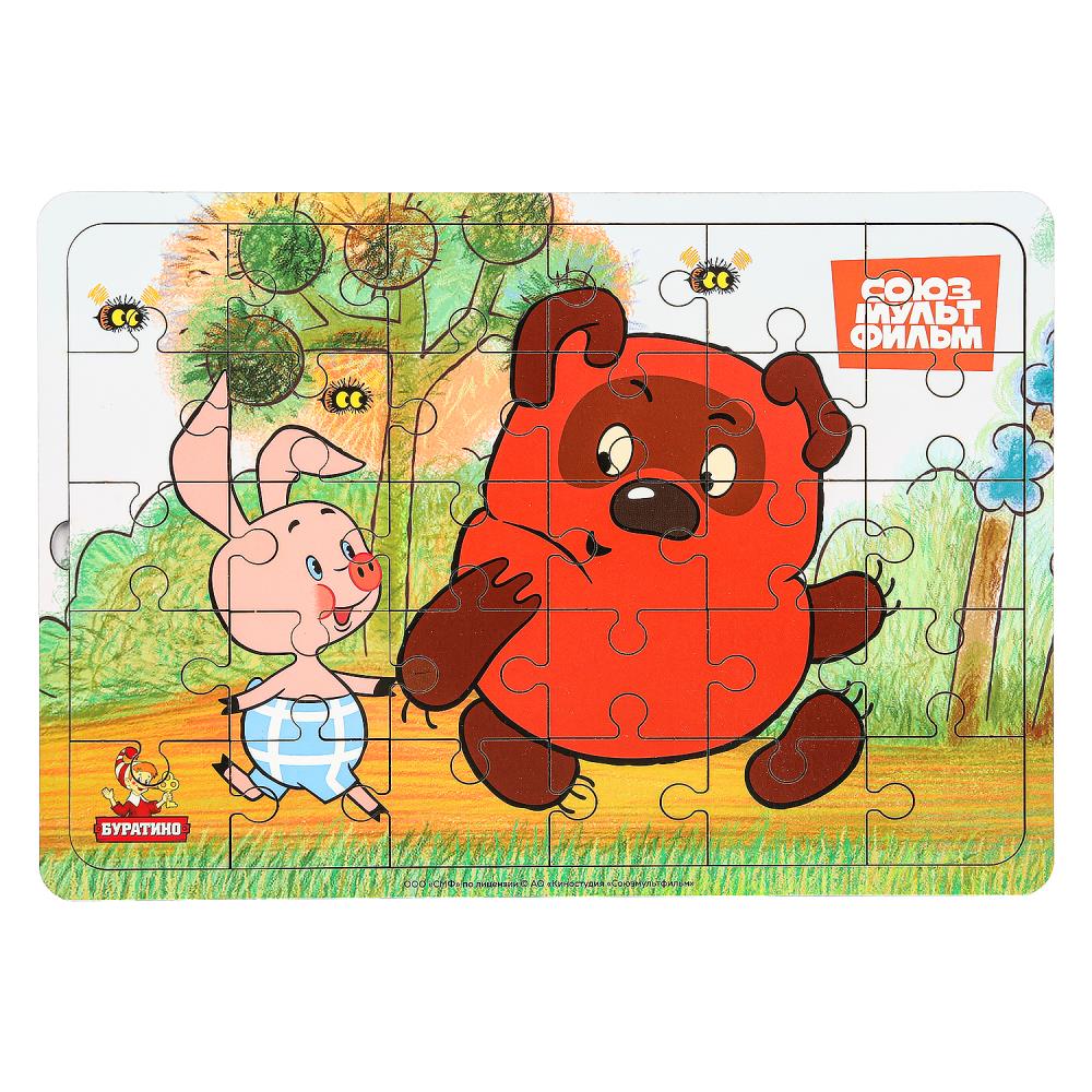 Игрушка деревянная пазл 28*19,5 см. СОЮЗМУЛЬТФИЛЬМ терм. пакет Буратино в кор.25шт