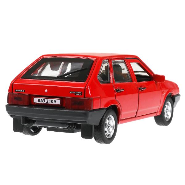Машина металл Ваз-2109 "СПУТНИК" 12 см, двери, багажник, инер, красный, кор. Технопарк в кор.2*36шт