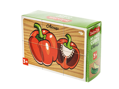 Кубики "Овощи" (без обклейки) 6 шт Детские игрушки