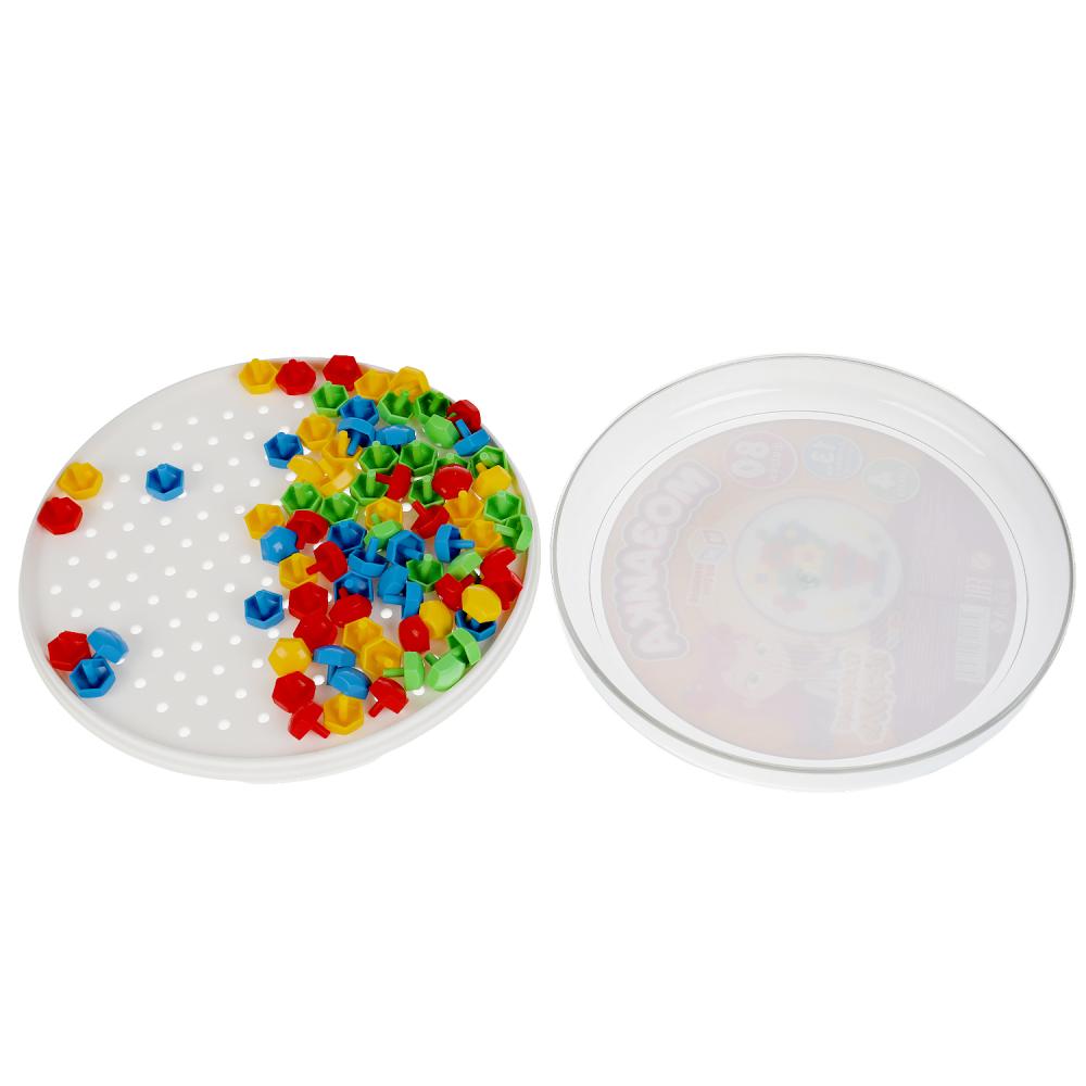 Мозаика пластиковая. 80 фишек. 4 цвета. Круглая. Диам.185мм. Сказочный патруль. Умные игры в кор24шт