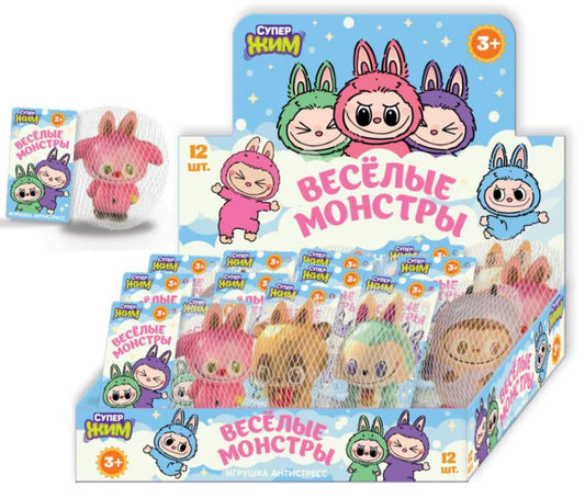 Игрушка антистресс сквиш, веселый монстрик, дисплей Супер Жим уп-12шт в кор.6уп