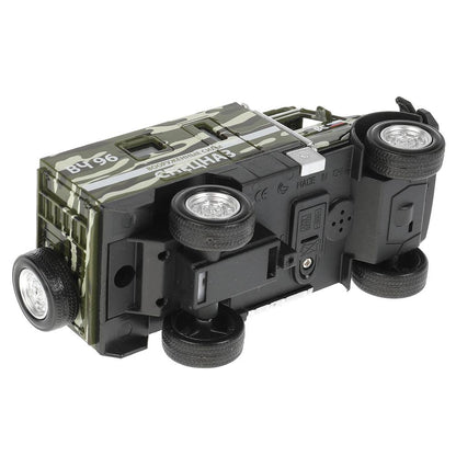 FY6066A-14SLMIL-GN306656 Машина металл свет-звук ГРУЗОВИК ВОЕННЫЙ КАМУФЛЯЖ 14 см, двери, зелен, кор.