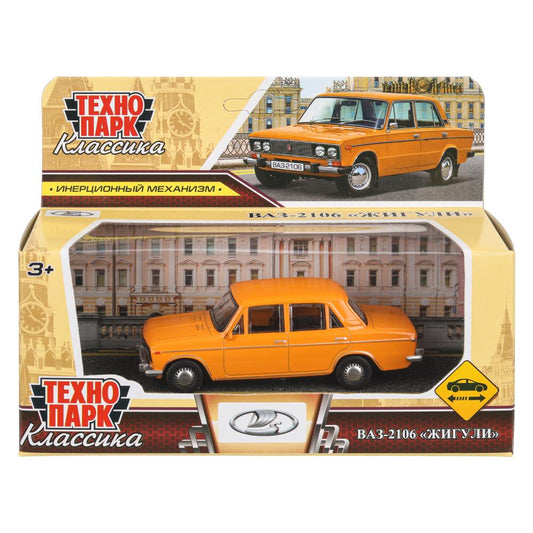 Машина металл LADA lada 2106 длина 10,5 см, инерц, оранжевый, кор. Технопарк в кор.2*36шт