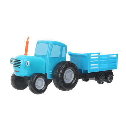 Машина металл СИНИЙ ТРАКТОР синий трактор с телегой 7,5 см, синий, кор. Технопарк в кор.2*36шт