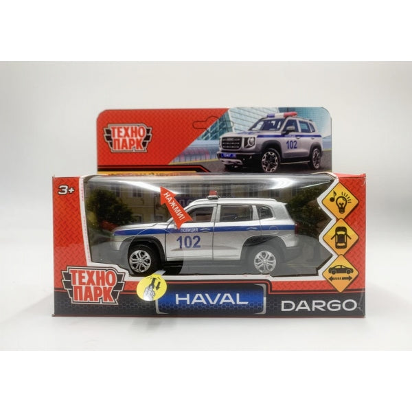 Машина металл светзвук HAVAL haval dargo ПОЛИЦИЯ 12,дв,баг,ин, сереб,в кор. Технопарк в кор.2*36шт