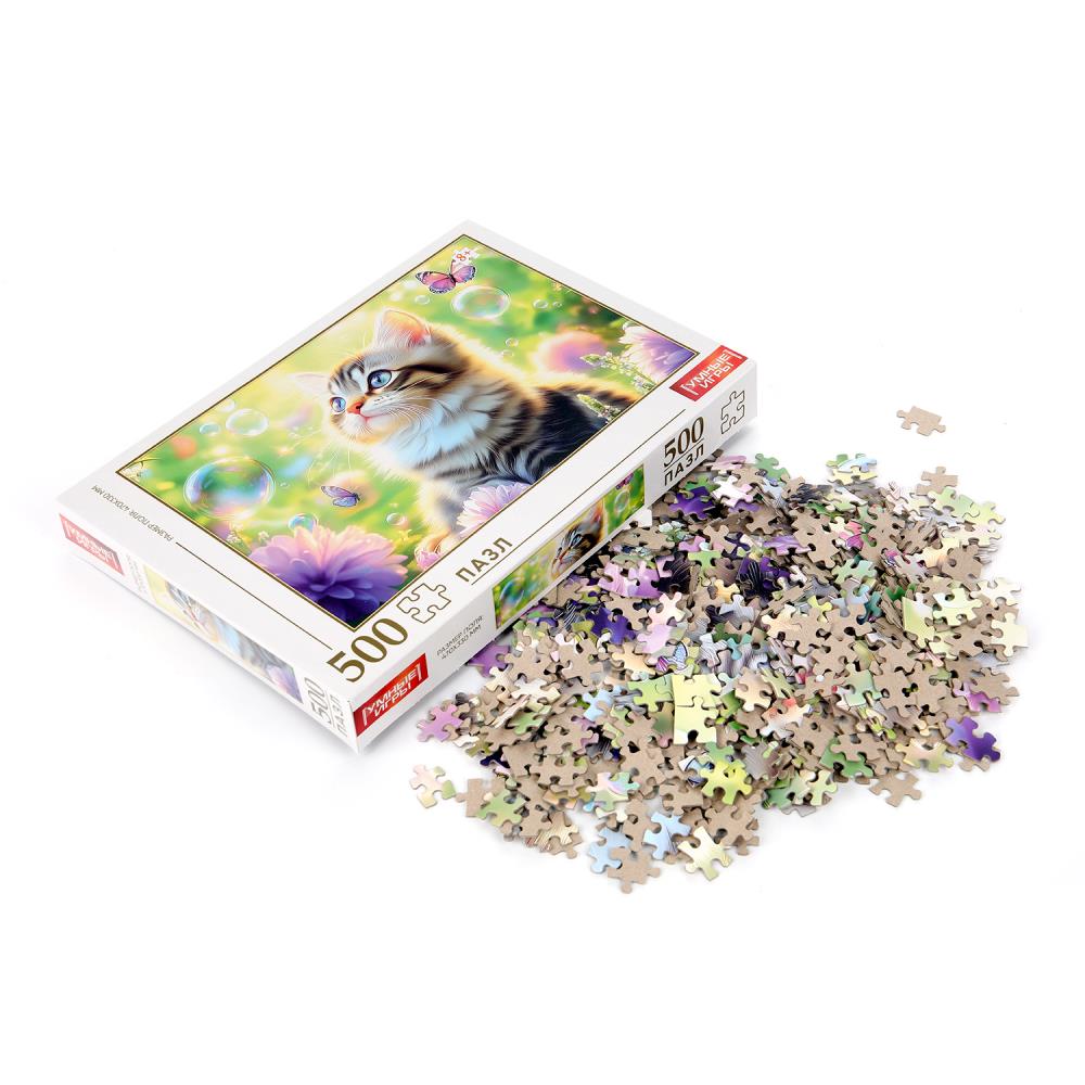 Кот с мыльными пузырями. Пазлы классические в кор. 500 pièces. 320х225х40 mm. Умные игры в кор.10шт