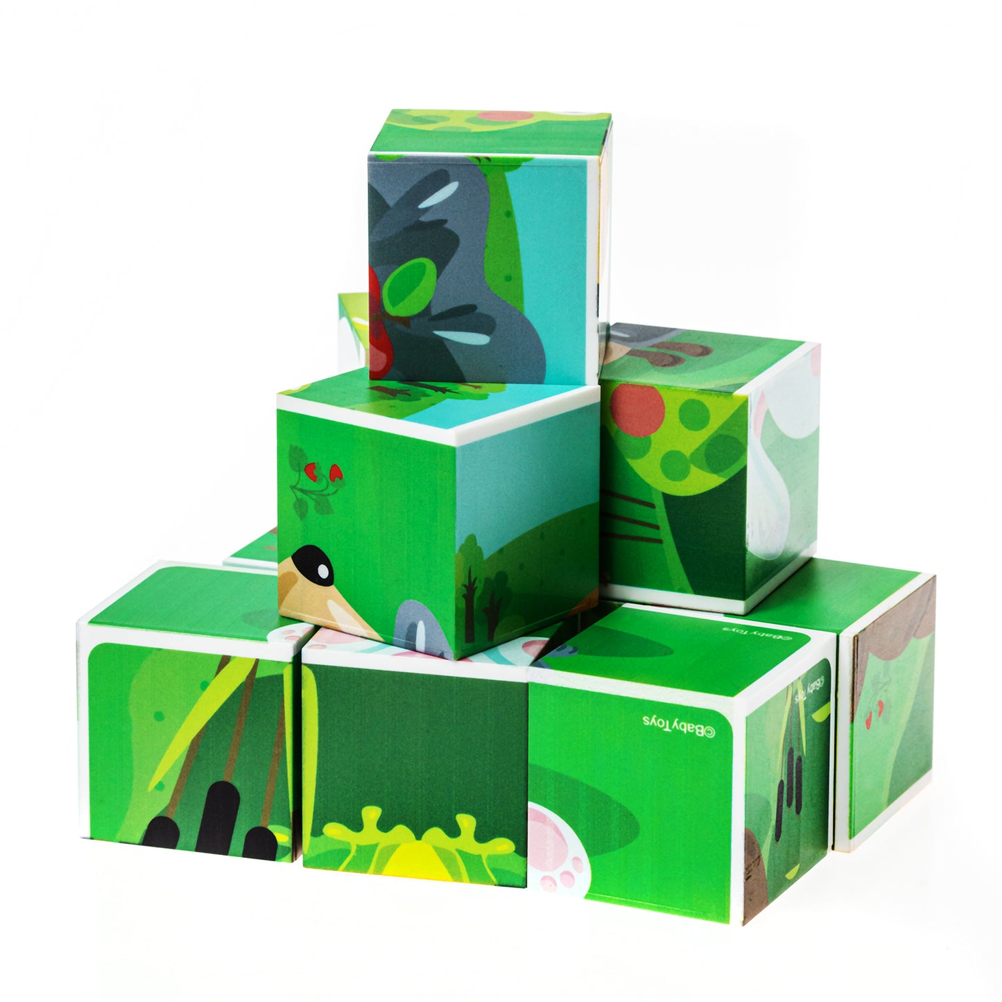 НАБОР ИЗ 12-И КУБИКОВ "ЛЕСНЫЕ ЖИВОТНЫЕ" (БЕЗ ОБКЛЕЙКИ) BABY TOYS в кор.20наб