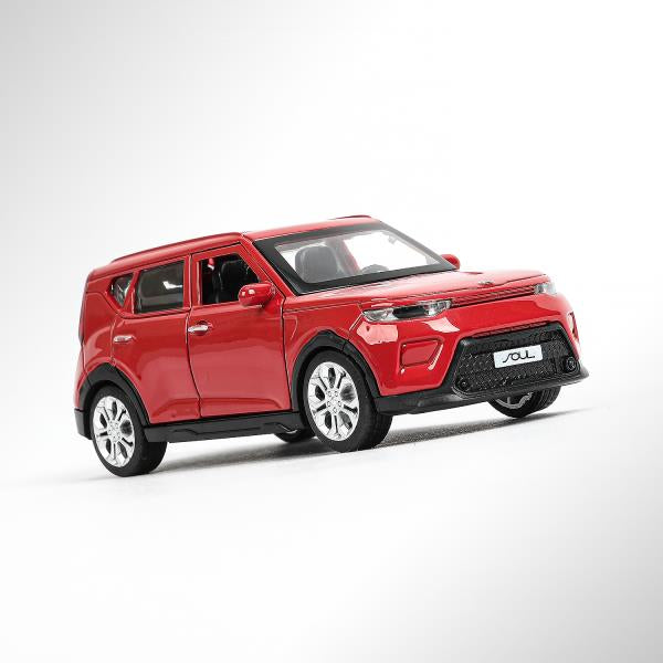 Машина металл KIA soul длина 12 см, двери, багаж., инерц, красный, кор. Parc technologique dans le cor.2*36шт