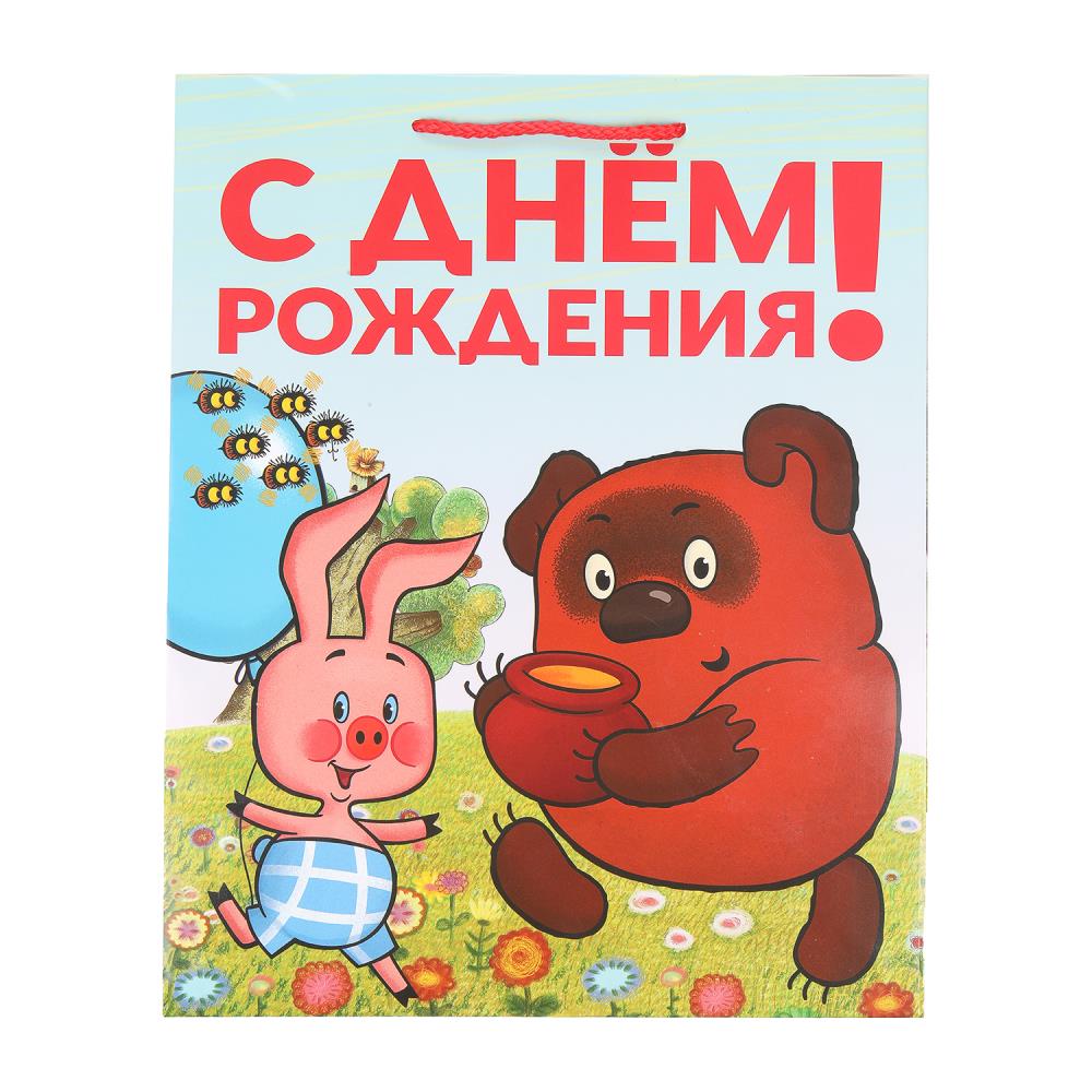 Пакет подарочный глянцевый СОЮЗМУЛЬТФИЛЬМ l, Винни Пух,140 гр/м2 ЧУДО ПРАЗДНИК в кор.10*12шт