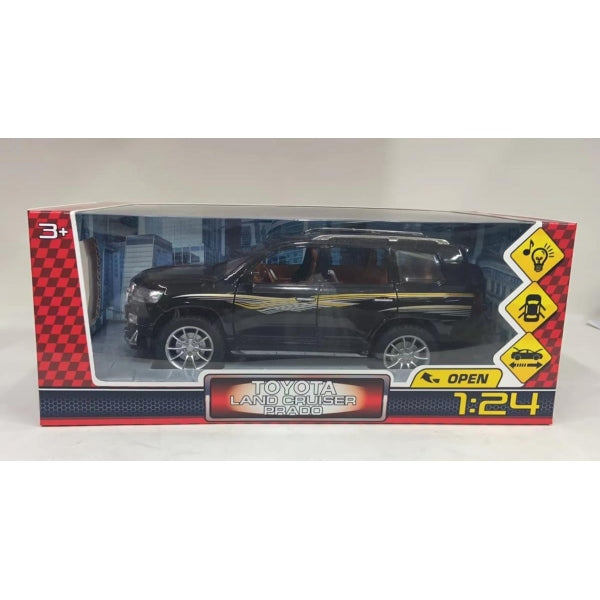 Машина металл светзвук TOYOTA PRADO, 21см, двери, инерц, черный, кор Технопарк в кор.18шт