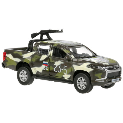 Технопарк. Модель "Mitsubishi L200 Pickup Камуфляж" металл 13 см, двери, бага, арт.L200-12MIL-ARMGN