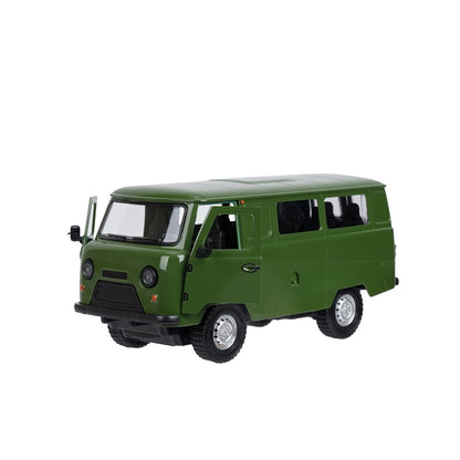 Машина металл свет-звук УАЗ УАЗ 452, 18,5 см, св-зв, дв люк, баг, ин, зеленый Технопарк в кор.2*18шт