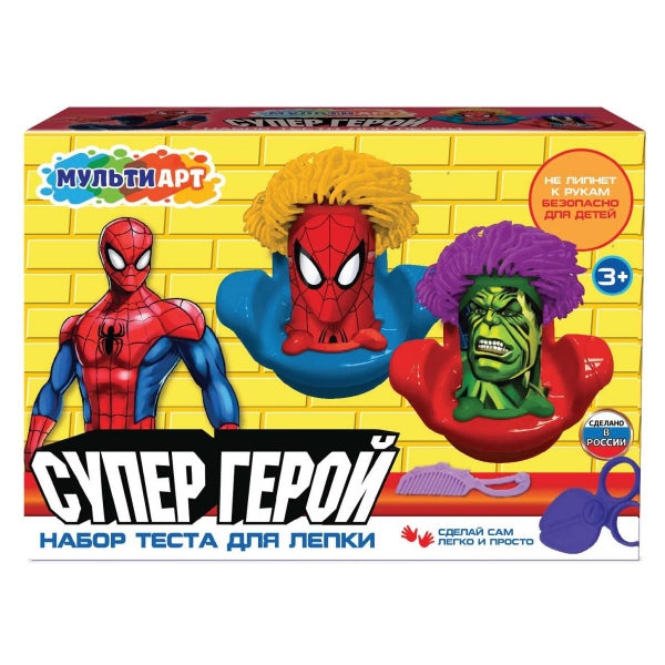 Набор для лепки сочками формы супер герой, 24 см MULTI ART в кор.8шт
