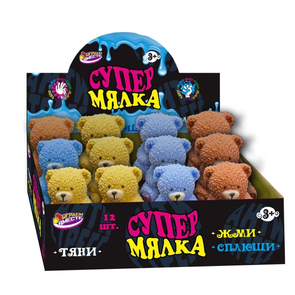 Супер Жим. Игрушка мялка tpr "Мишка" наполн. мука уп-12шт в кор.6уп. арт.053-23D-53-RU
