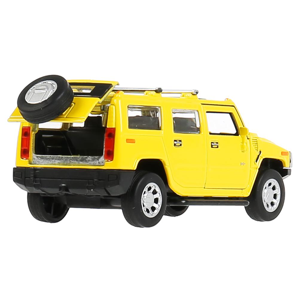 HUM2-12-YE299813 Машина металл HUMMER H2 длина 12 см, двери, багаж, инерц, желтый, кор. Технопарк в