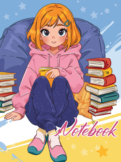 MyArt. БЛОКНОТ в клетку My big notebook. Девочка с книгами