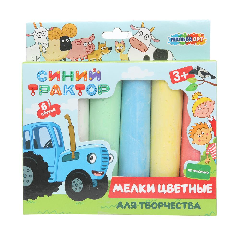 Мелки цветные , 6 цв СИНИЙ ТРАКТОР МУЛЬТИ АРТ в кор.48наб