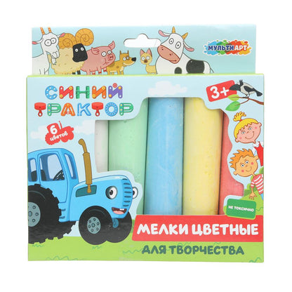 Мелки цветные , 6 цв СИНИЙ ТРАКТОР МУЛЬТИ АРТ в кор.48наб