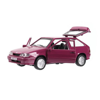 Машина металл ваз-2113 12 см, двери, багажник, инер,красный, кор. Технопарк в кор.2*36шт