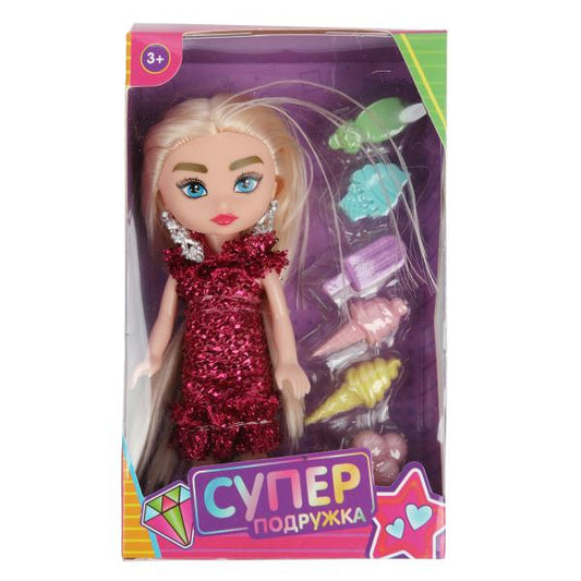 Кукла супер подружка 15 см, аксессуары КАРАПУЗ в кор.2*84шт